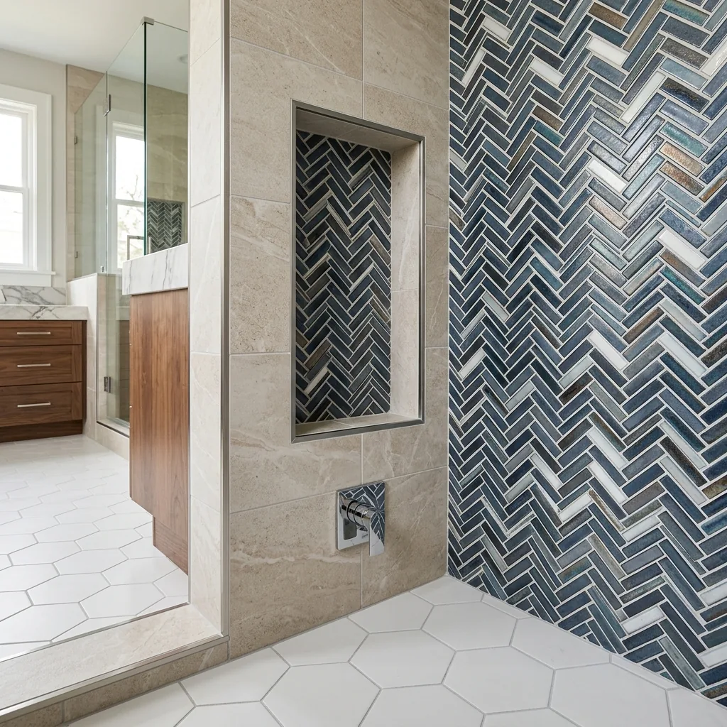 Custom tile and flooring installation in a Bothell Washington bathroom renovation
