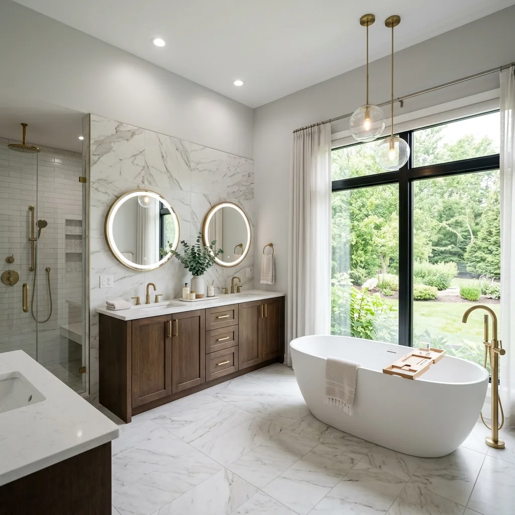 Alcove bathtub replacement with tile surround in a Seattle bathroom renovation