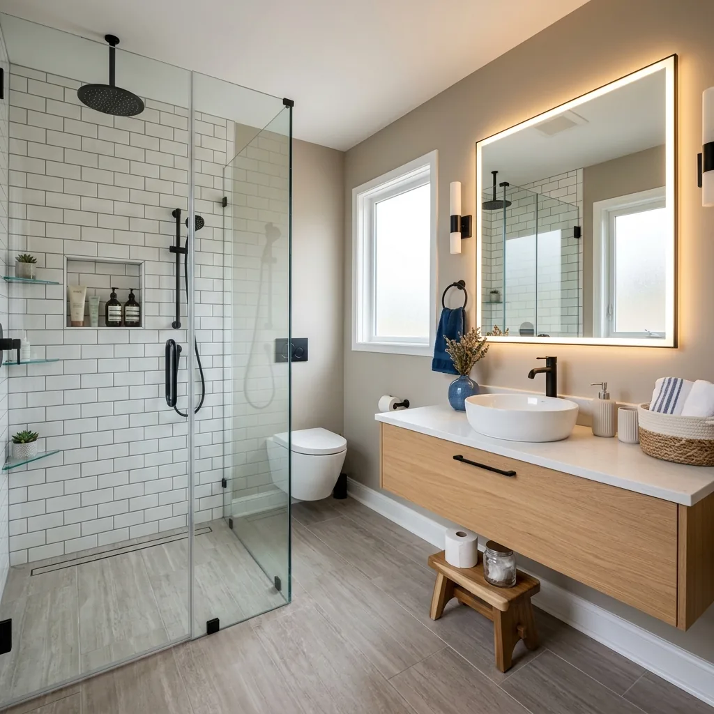 Modern bathroom renovation with updated vanity in a Kenmore WA home