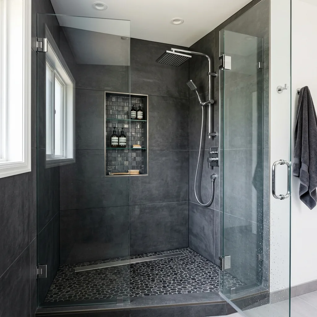Custom shower remodel in a Lake Forest Park Washington home near Lake Washington